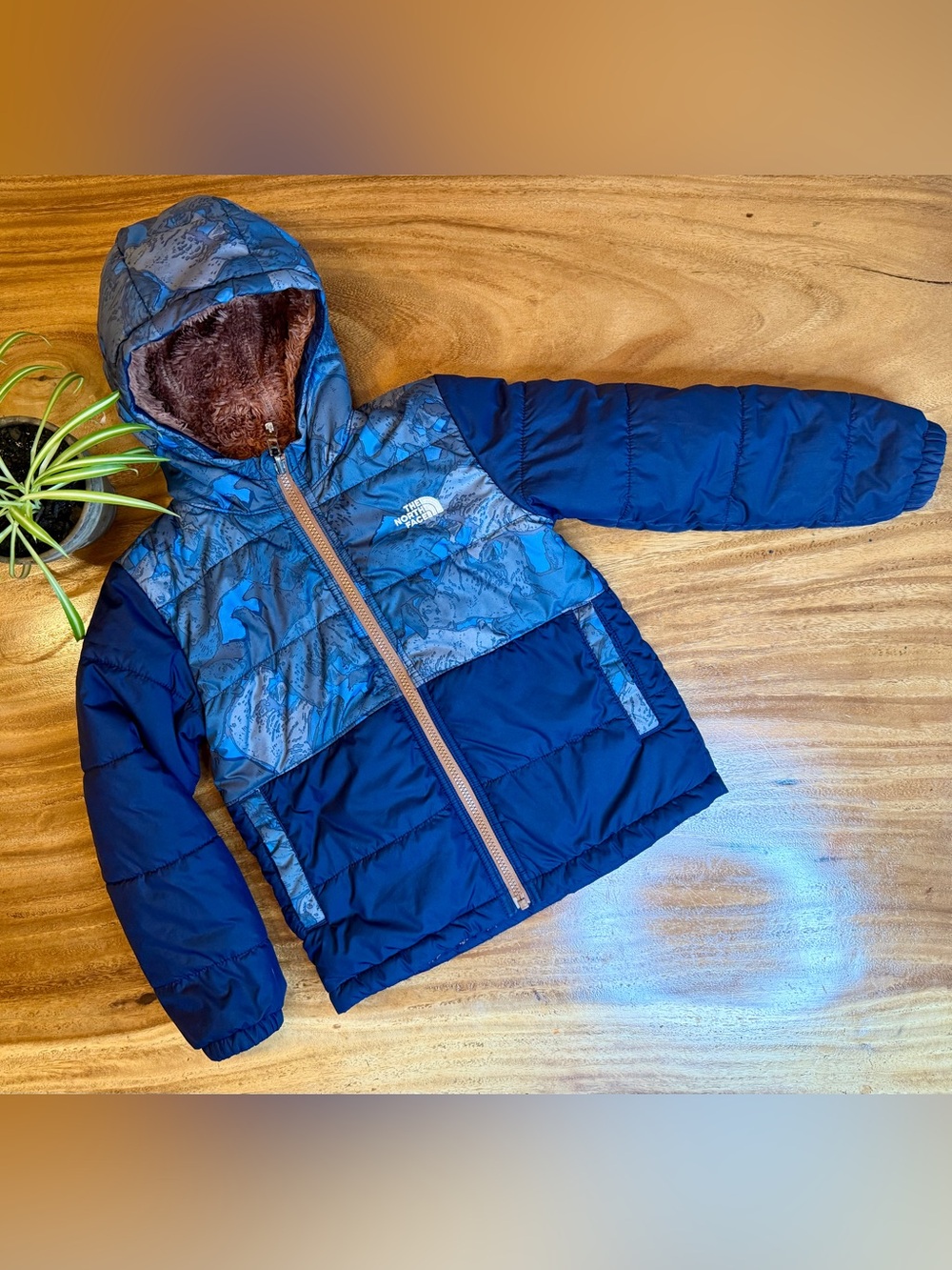 The North Face | Boys Reversible Hooded Jacket, Fleece + Puffer (2in1) - 6T
